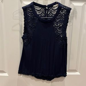 Crescent navy crochet top